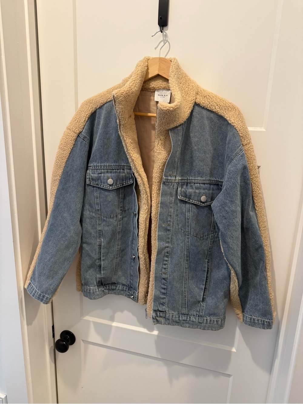 Gilli Blue Denim Jacket with Cream Sherpa Trim